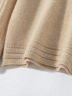 Lanly Cashmere Crewneck Sweater - Beige Mongolia Cable-Sleeve Pullove