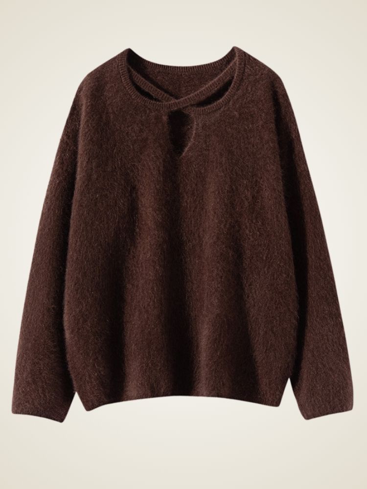Lanly Cashmere Cutout Crisscross Sweater - Mongolia Brushed Knit