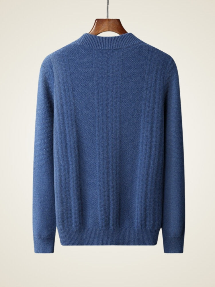 Lanly Cashmere Diamond-Stitch Crew - Premium Mongolia Cashmere