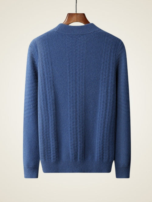 Lanly Cashmere Diamond-Stitch Crew - Premium Mongolia Cashmere