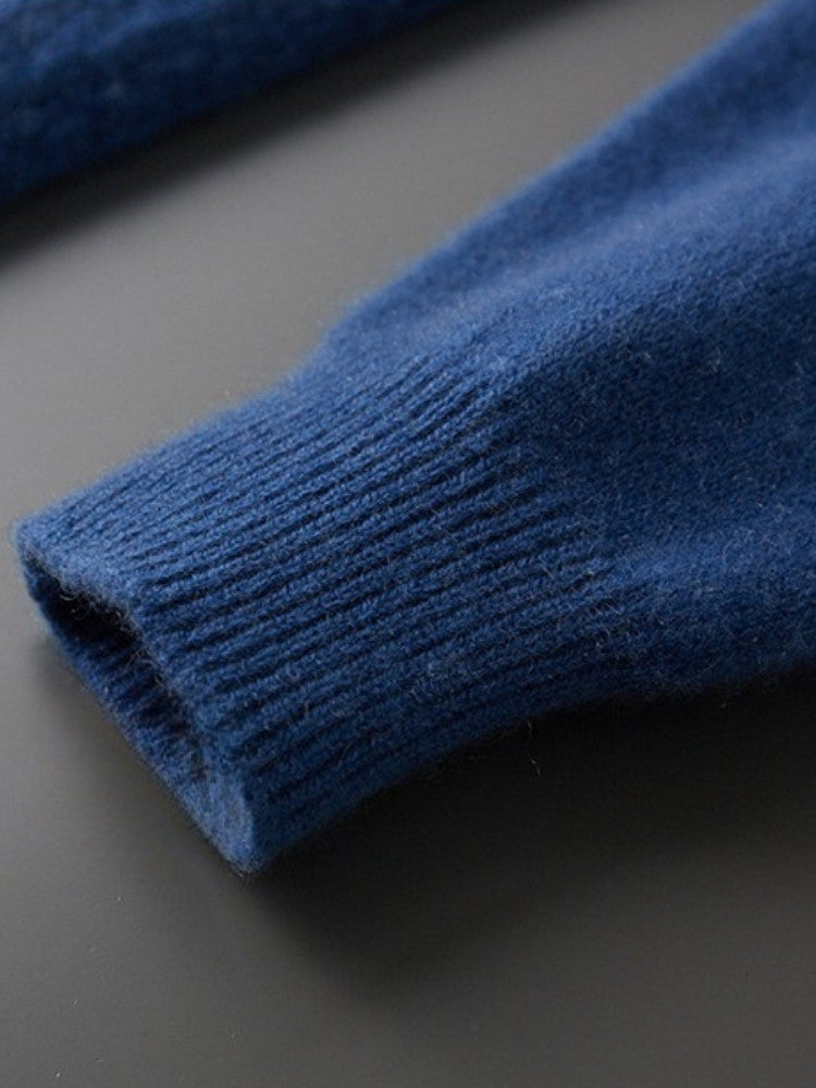 Lanly Cashmere Diamond-Stitch Crew - Premium Mongolia Cashmere