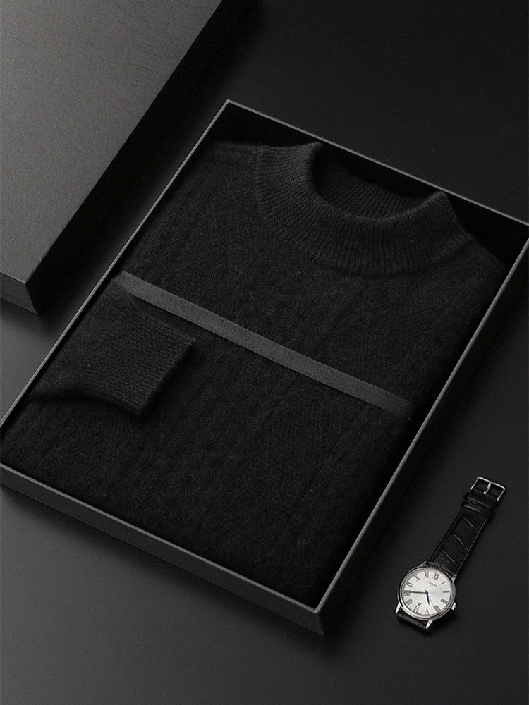 Lanly Cashmere Diamond-Stitch Crew - Premium Mongolia Cashmere