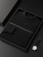 Lanly Cashmere Diamond-Stitch Crew - Premium Mongolia Cashmere