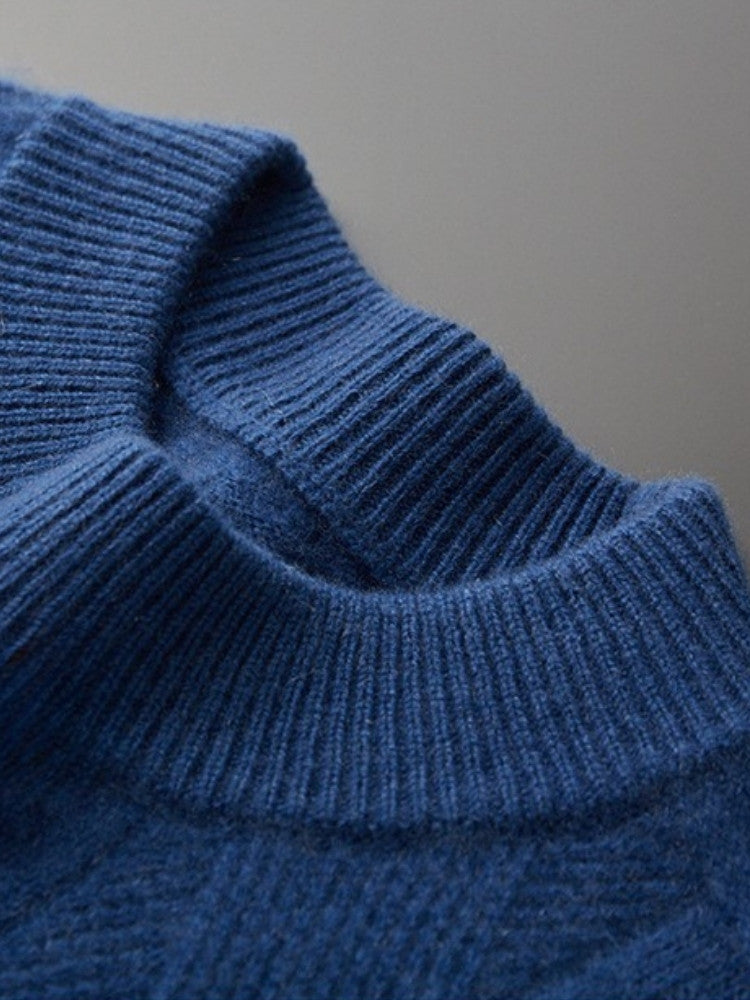 Lanly Cashmere Diamond-Stitch Crew - Premium Mongolia Cashmere