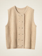 Lanly Cashmere Double-Breasted Vest - Grey Mongolia Cashmere Knit Waistcoat