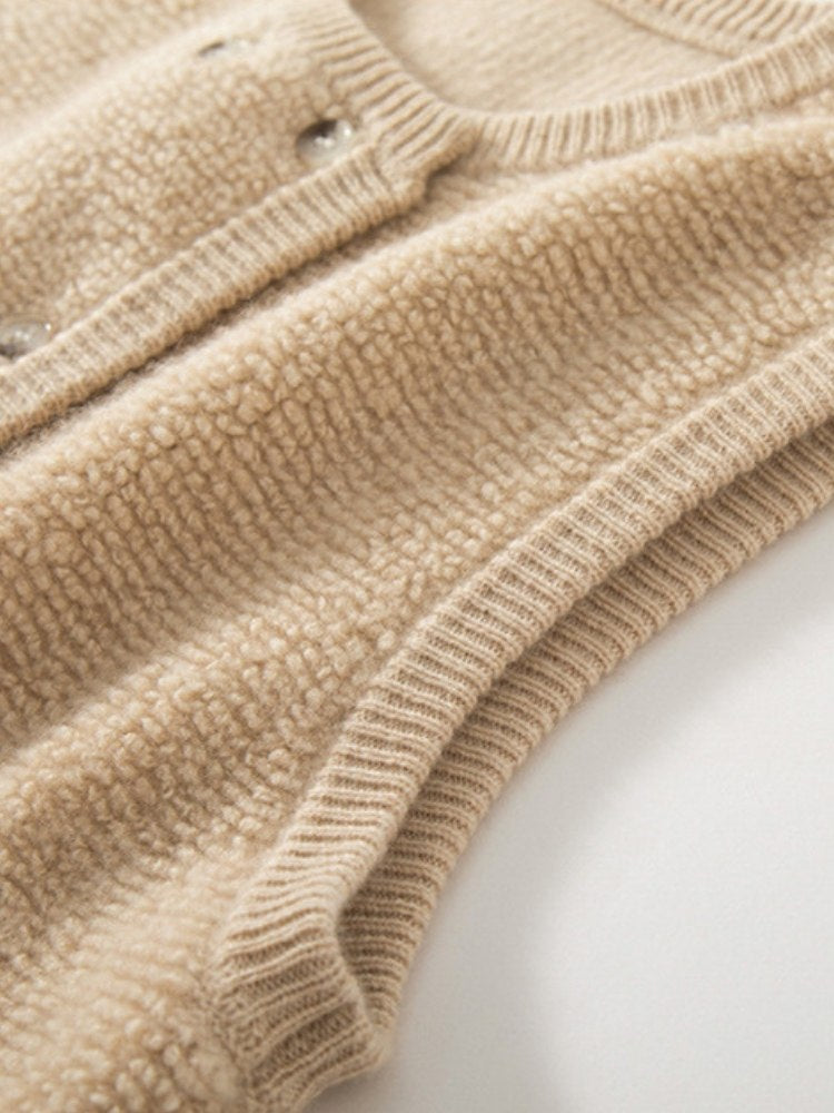 Lanly Cashmere Double-Breasted Vest - Grey Mongolia Cashmere Knit Waistcoat