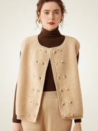 Lanly Cashmere Double-Breasted Vest - Grey Mongolia Cashmere Knit Waistcoat