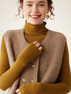 Lanly Cashmere Double-Breasted Vest - Grey Mongolia Cashmere Knit Waistcoat