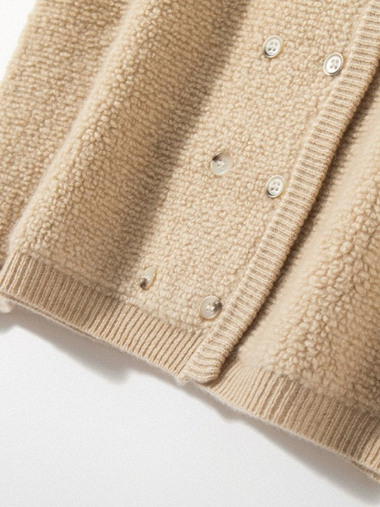 Lanly Cashmere Double-Breasted Vest - Grey Mongolia Cashmere Knit Waistcoat
