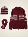 Lanly Cashmere Fair Isle Gift Set - Festive Red Premium Mongolia Cashmere