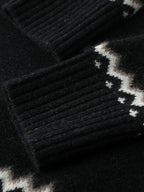 Lanly Cashmere Fair Isle Sweater - Black Mongolia Quarter-Zip Pullover
