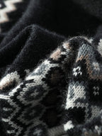Lanly Cashmere Fair Isle Sweater - Black Mongolia Quarter-Zip Pullover