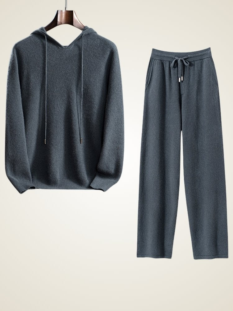 Lanly Cashmere Hoodie Loungewear Set - Mongolia Cashmere Knit Two-Piece