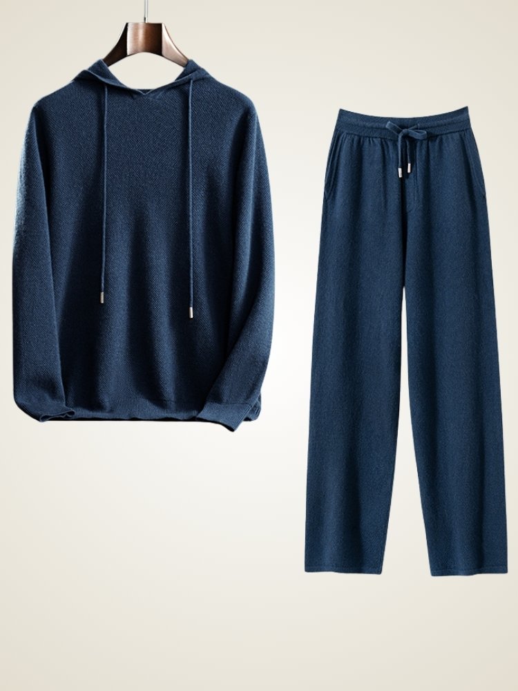 Lanly Cashmere Hoodie Loungewear Set - Mongolia Cashmere Knit Two-Piece