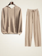 Lanly Cashmere Hoodie Loungewear Set - Mongolia Cashmere Knit Two-Piece