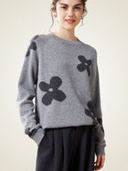 Lanly Cashmere Intarsia Floral Sweater - Mongolia Cashmere Crewneck