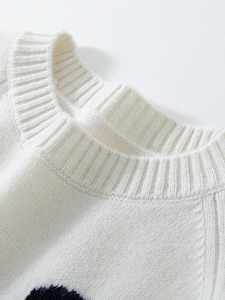 Lanly Cashmere Intarsia Floral Sweater - White Mongolia Cashmere Crewneck