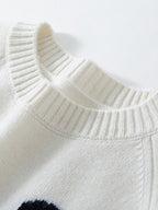 Lanly Cashmere Intarsia Floral Sweater - White Mongolia Cashmere Crewneck