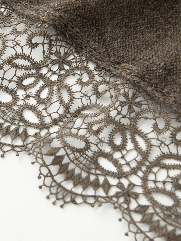 Lanly Cashmere Lace Shawl - Mongolia Open Front Cardigan Cape
