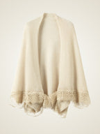 Lanly Cashmere Lace Shawl - Mongolia Open Front Cardigan Cape