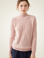 Lanly Cashmere Mock Neck Sweater -Mongolia Chevron Cable Pullover
