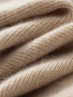 Lanly Cashmere Mock Neck Sweater - Beige Mongolia Keyhole Pullover