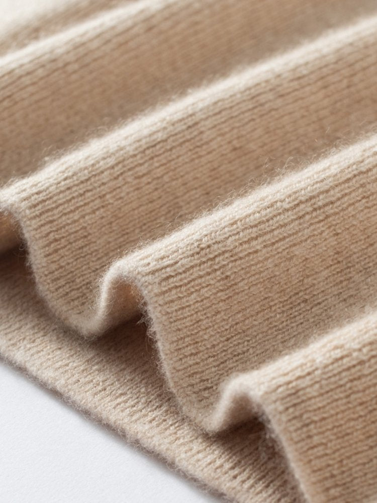 Lanly Cashmere Mock Neck Sweater - Beige Mongolia Keyhole Pullover