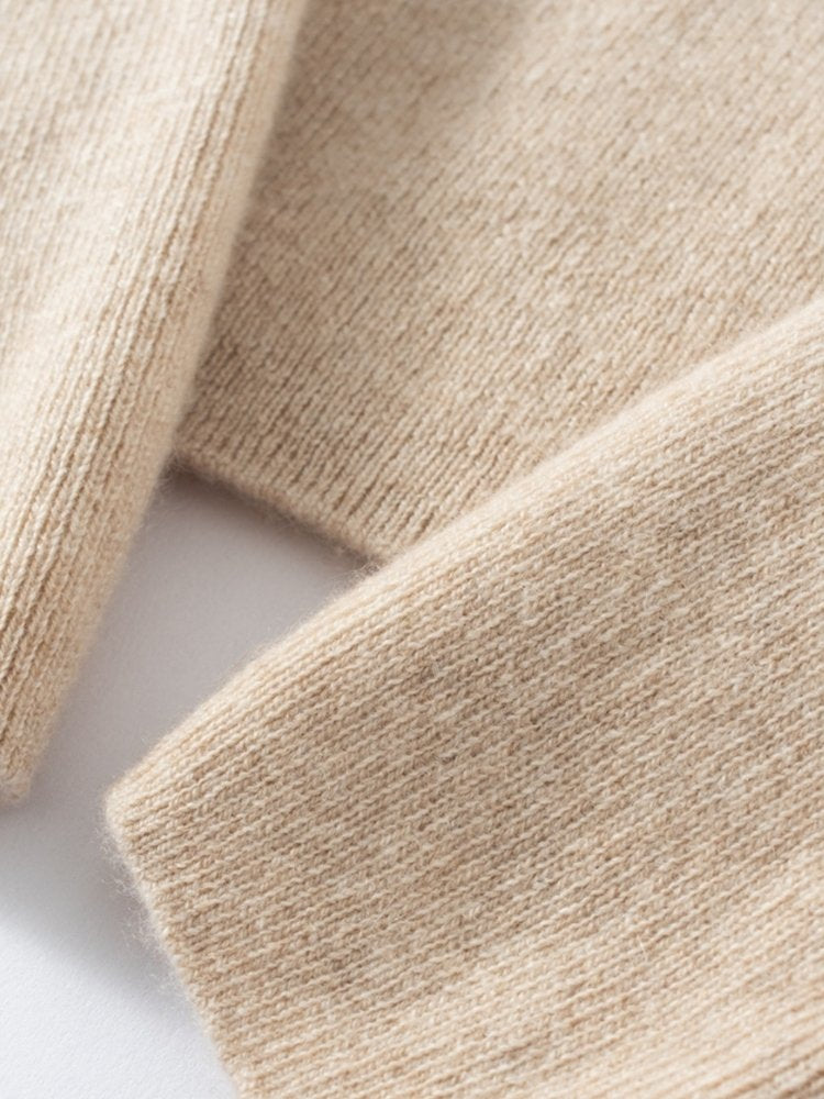 Lanly Cashmere Mock Neck Sweater - Beige Mongolia Keyhole Pullover