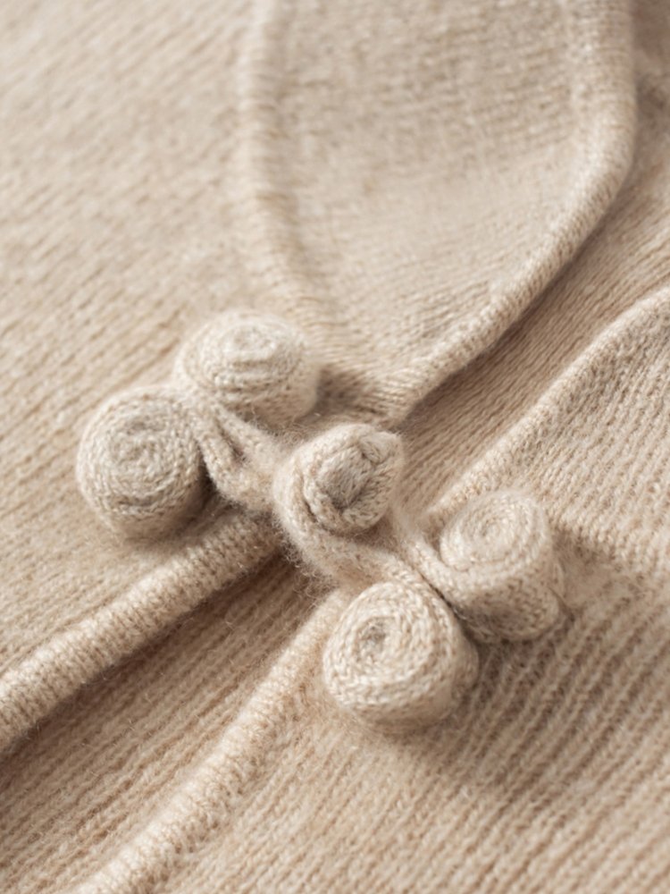 Lanly Cashmere Mock Neck Sweater - Beige Mongolia Keyhole Pullover
