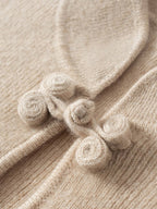 Lanly Cashmere Mock Neck Sweater - Beige Mongolia Keyhole Pullover