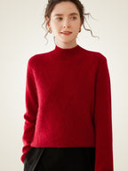 Lanly Cashmere Mock Neck Sweater - Mongolia Diamond-Knit Pullover