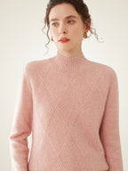 Lanly Cashmere Mock Neck Sweater - Mongolia Diamond-Knit Pullover