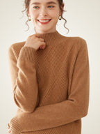 Lanly Cashmere Mock Neck Sweater - Mongolia Diamond-Knit Pullover