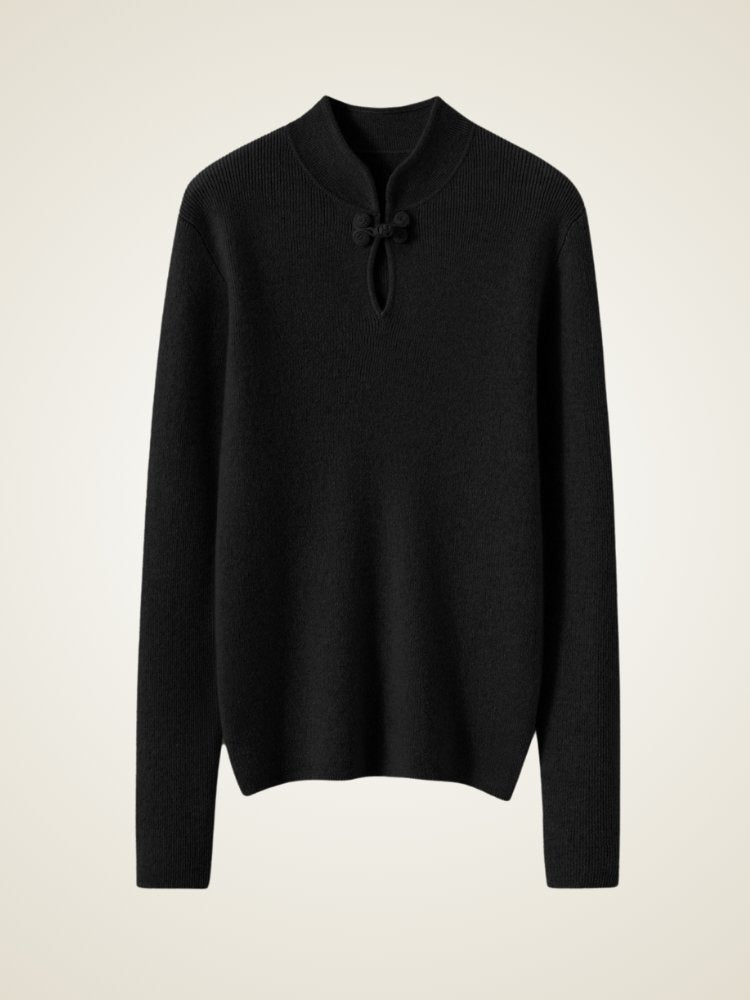 Lanly Cashmere Mock Neck Sweater - Mongolia Keyhole Pullover