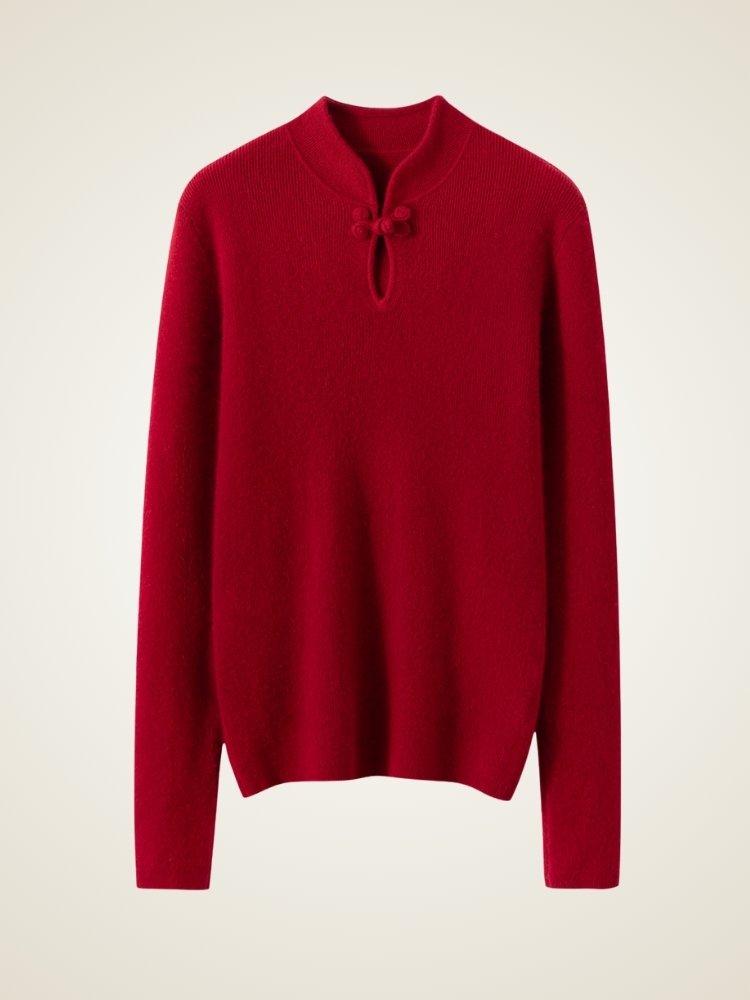 Lanly Cashmere Mock Neck Sweater - Mongolia Keyhole Pullover