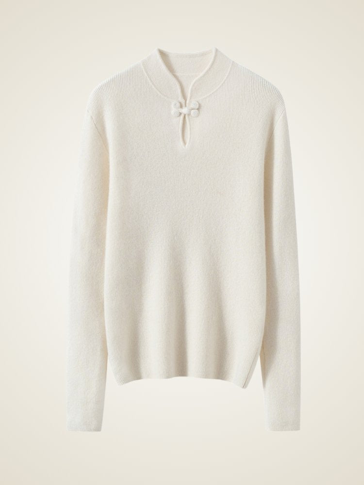 Lanly Cashmere Mock Neck Sweater - Mongolia Keyhole Pullover