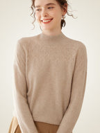 Lanly Cashmere Mock Neck Sweater - Mongolia Pointelle Knit Pullover