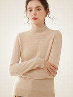 Lanly Cashmere Mock Neck Sweater - Mongolia Pointelle Knit Pullover