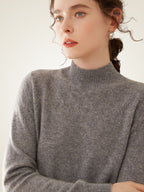 Lanly Cashmere Mock Neck Sweater - Mongolia Pointelle Knit Pullover