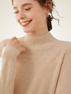 Lanly Cashmere Mock Neck Sweater - Mongolia Pointelle Knit Pullover
