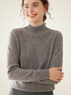Lanly Cashmere Mock Neck Sweater - Mongolia Pointelle Knit Pullover