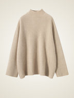 Lanly Cashmere Mock Neck Sweater - Premium Mongolia Ribbed Knit