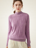 Lanly Cashmere Mock Neck Sweater - Purple Mongolia Chevron Cable Pullover