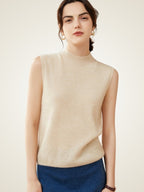 Lanly Cashmere Mock Neck Vest - Mongolia Sleeveless Sweater