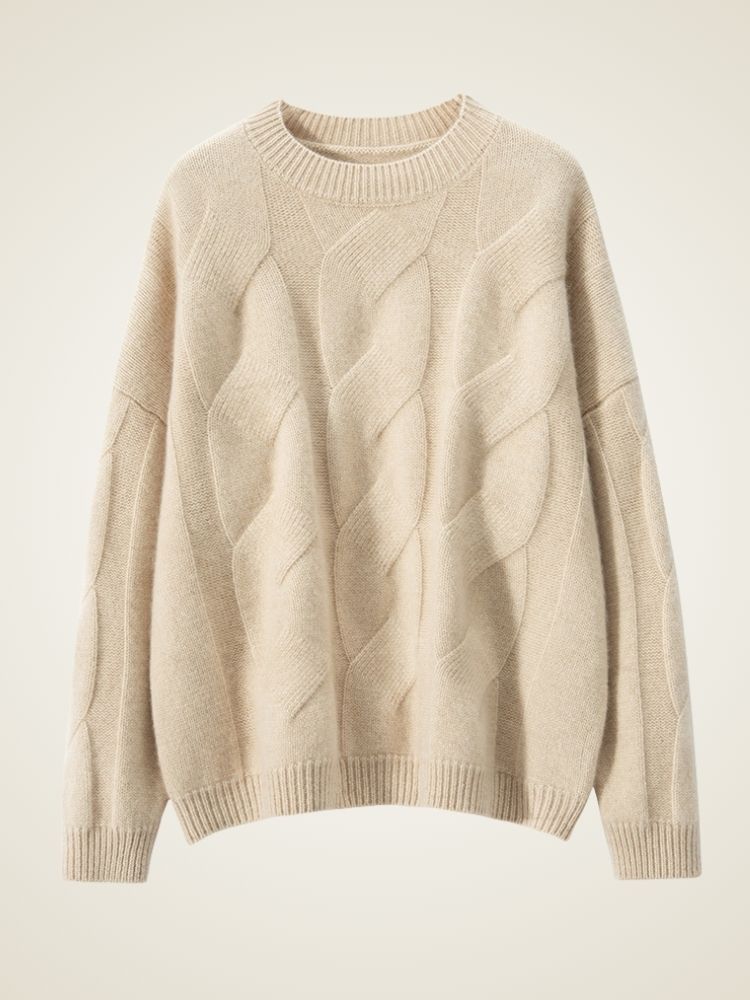 Lanly Cashmere Oversized Cable Sweater - Premium Mongolia Chunky Knit