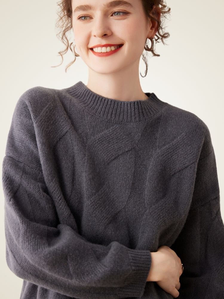 Lanly Cashmere Oversized Cable Sweater - Premium Mongolia Chunky Knit