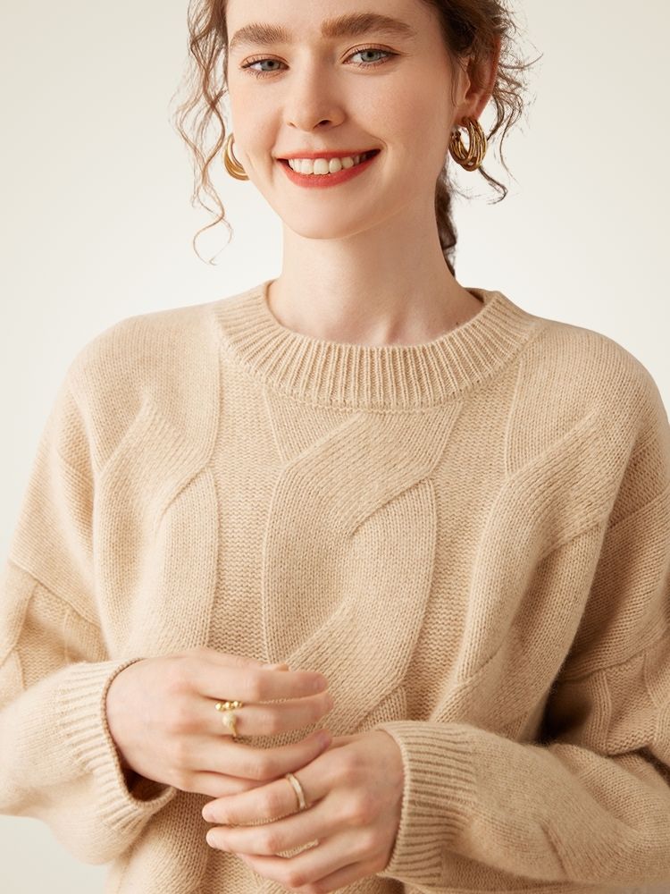 Lanly Cashmere Oversized Cable Sweater - Premium Mongolia Chunky Knit