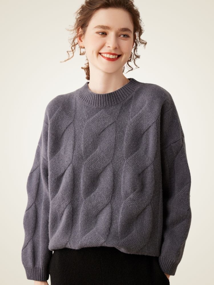 Lanly Cashmere Oversized Cable Sweater - Premium Mongolia Chunky Knit