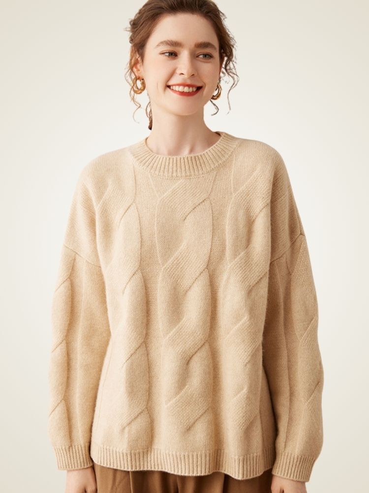 Lanly Cashmere Oversized Cable Sweater - Premium Mongolia Chunky Knit