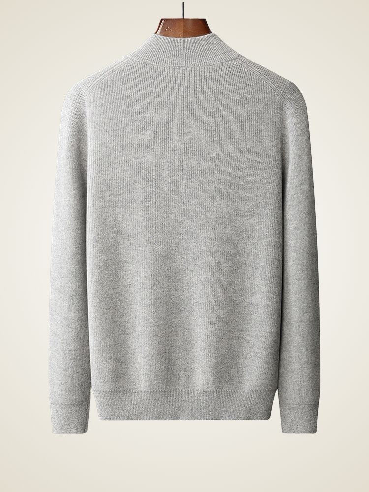 Lanly Cashmere Quarter-Zip Mock Neck Sweater - Mongolia Cashmere Pullover